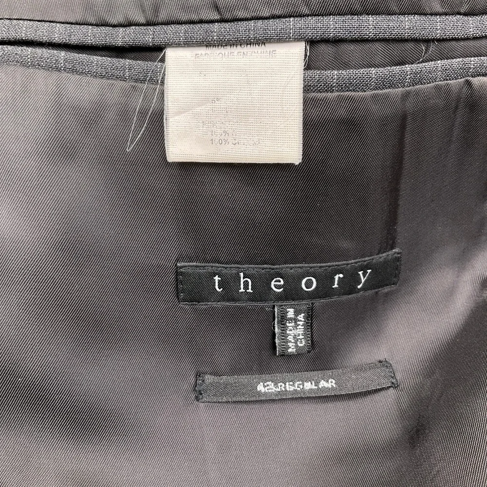Theory Suit Mens 42R 32W Gray Pinstripe 2 Button Minimalist Formal Neutral Wool‎